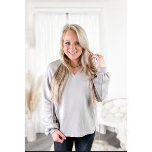 Easel pieced terry knit boho pullover sweatshirt